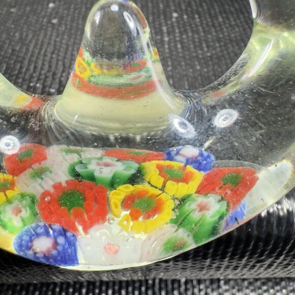 Vintage Chinese Art Glass Holder Brush Pen Holder Millefiori Glass Figurine VTG - Picture 4 of 9